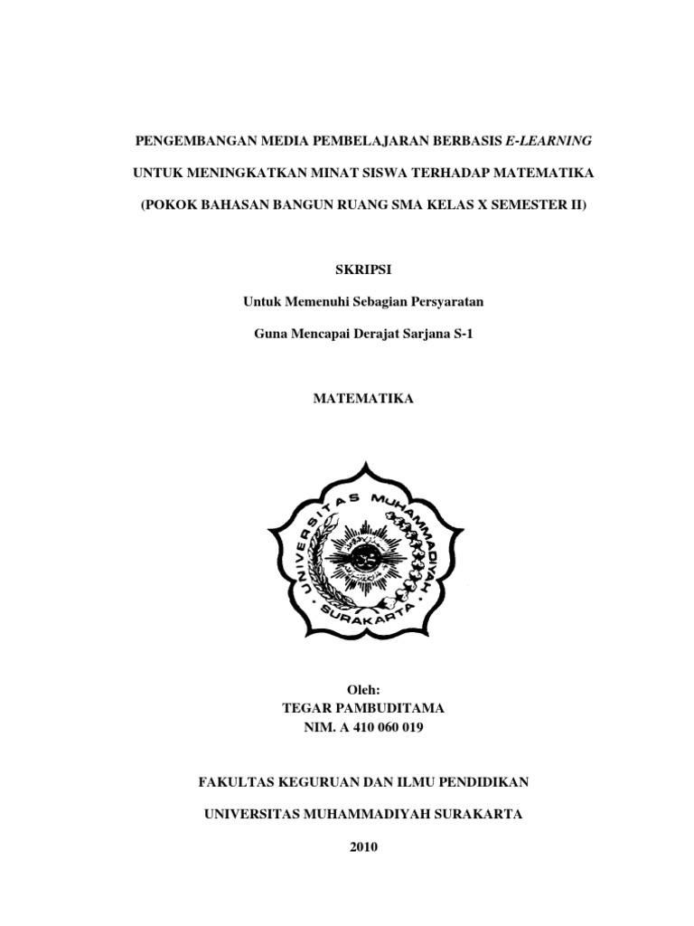 Skripsi Pengembangan Media Pembelajaran Matematika Ide Judul Skripsi Universitas